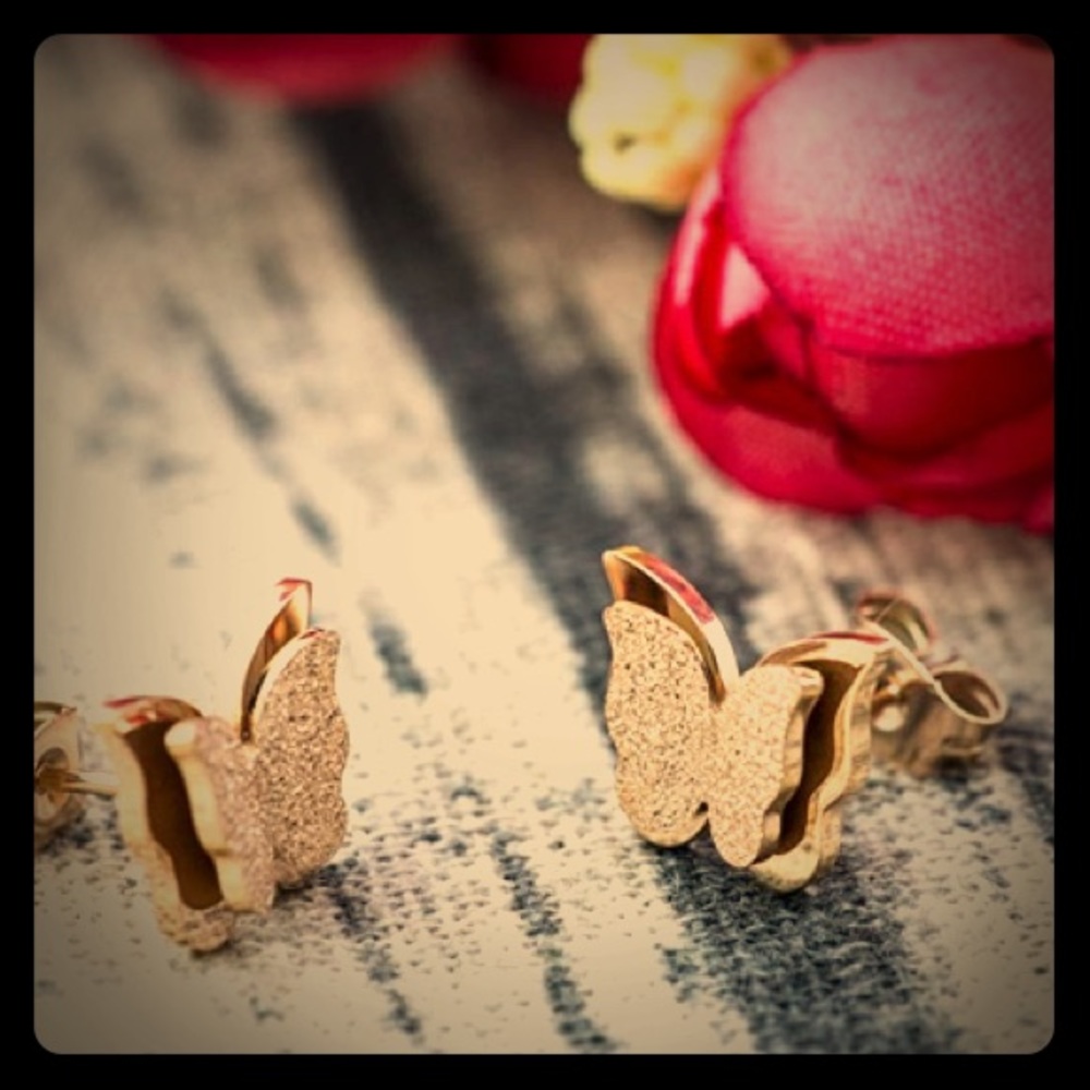 18k rose gold plated butterfly earrings
